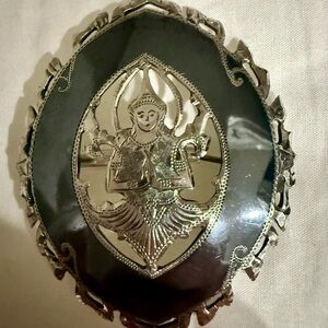 Silver and Black Decorative Brooch